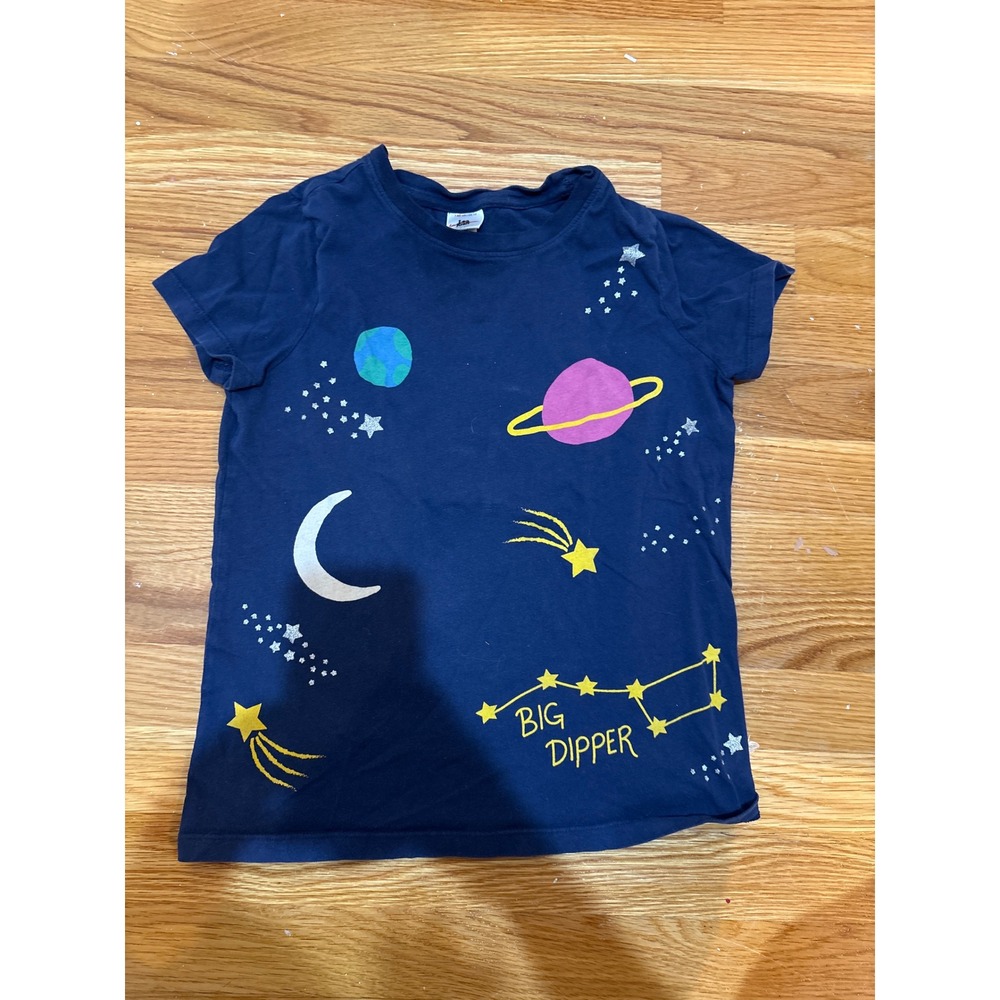 Hanna Andersson Girls Navy Blue‎ Big Dipper Space Graphic T-Shirt Size 10 140cm